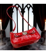 Red Gothic Heart Buckle Bag – Croc Shoulder Purse Underarm Chain Style - $25.73