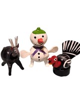 Christmas Bobble Heads 3 Total Snowman Turkey Reindeer Hand Made Winter Cute Toy - £11.44 GBP