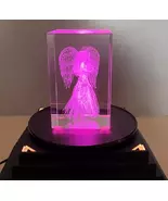3D Crystal Cube with Etched Angel Design - $30.00