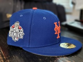 New Era 5950 NY Mets 2016 World Series Blue Authentic Baseball Hat Men - £32.47 GBP