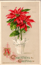 Vtg Postcard A Christmas Greetings,  Poinsettia, John Winsch, c1912  Embossed - £5.06 GBP