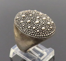 MICHAEL DAWKINS 925 Silver - Vintage Broad Solid Beaded Round Ring Sz 6- RG27515 - $95.73