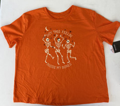 Girls Orange Skeleton Bones Short Sleeve Halloween T-Shirt Tee Shirt Size XL - £6.23 GBP