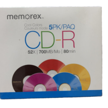 Memorex Cool Colors CD-R 52X 700MB 80 min (5 Pack) - £2.14 GBP