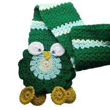 Handmade Owl Scarf Long Knit Crochet Green Blue 72 Inch Buttons Adult Wi... - $17.60