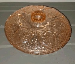Vintage Pink Glass Candy Dish Bowl with Lid Heart &amp; Floral Design KIG Ma... - $16.99