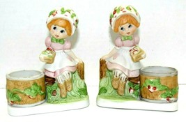 Vintage 1980 Jasco Strawberry Patches Porcelain Votive Candle Holders Se... - $29.70