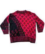Vintage Ugly Christmas Sweater BLACK AND RED SNOWFLAKE Design Size 18 - $17.71 CAD