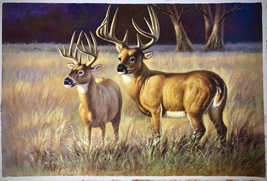 Deer on the Grassland Handmade Oil Painting Unmounted Canvas 24x36 inches - £398.75 GBP
