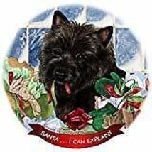 Cairn Terrier Black Dog Porcelain Ornament Pet Gift &#39;Santa. I Can Explain!&#39; - £25.65 GBP