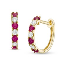 1.26Ct Labor Erstellt Pink Rubin &amp; Diamant 14k Gelb Vergoldet Creolen Geschenk - £143.60 GBP