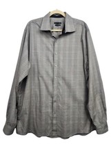 Sean John Men’s 2X Tailored Fit Gray Check Dress Shirt 17.5&quot; Neck 37/38&quot; Sleeve  - £15.83 GBP