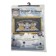 Design Works Crafts PURR In Heart Cross Stitch Kit 3 Angel Cats 8&quot;x15&quot; - $19.26