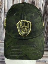 New Era 9Forty Milwaukee Brewers Green Camo Adjustable Baseball Hat - New - £18.91 GBP
