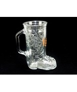 Glass Cowboy Boot Mug, 12 Ounce, Scrolls &amp; Waves Relief Art, AT&amp;T Commem... - £15.60 GBP