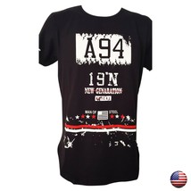 NWT FASHION LAND OF THE FREE FLAG MENS BLACK GRAPHIC T-SHIRT SHORT SLEEV... - $91.37 MXN