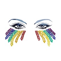 Rainbow Tears Multicolor Pride Jewel Face Crystal Sticker Gems for Carni... - £23.79 GBP