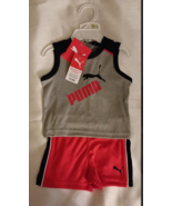 Puma Infant 0-3 months Boys' Sleeveless Gray Shirt &amp; Red Shorts 100% Pol... - $11.99