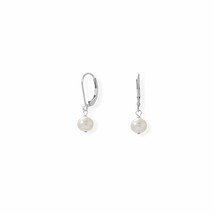925 Sterling Silver Plated 6.5 mm Cultured Round Freshwater Pearl Drop Earrings - £70.72 GBP