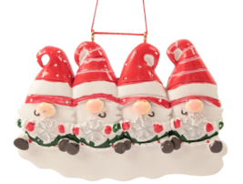 Personalized Christmas Family Ornament Family of 4 Gnomes - $12.19
