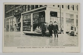 Pennsylvania PA Pittsburgh Flood Sixth St and Liberty Men Posing Postcard S12 - £11.00 GBP