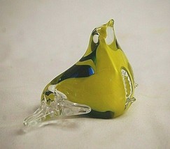Hand Blown Yellow Blue Green &amp; Clear Seal Sea Lion Figurine Vintage Shel... - $36.62