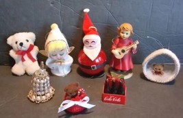 Vintage Eclectic Christmas Tree Ornaments Lot of 8 Angel Bears Santa Coc... - £7.69 GBP