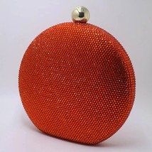Nuphia Women Big Round Crystal Clutches and Evening Clutch Bags Orange Red - £101.27 GBP