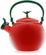 Whimsical 1.6 Quart Enamel-on-Steel Whistling Tea Kettle-Apple Design - $52.36