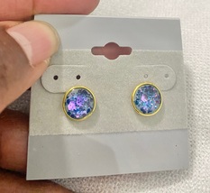 8mm Resin Stud Earrings with Glitter  - £7.99 GBP