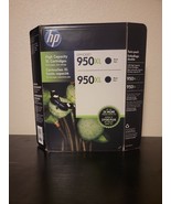 Genuine HP 950XL High Yield Black Ink Cartridges - 2 Pack Exp. 4/2017 Sealed - £17.29 GBP