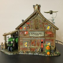 Dept 56 Halloween Village - Screech Owl Farm Lighted Building With Sound Effects - £120.57 GBP