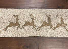 Tahari Christmas Beaded Table Runner Tahari 36 &quot;  long New Gold Reindeer - £43.92 GBP