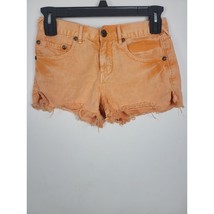 Free People Orange Shorts 27 Womens Mid Rise Raw Hem Casual Bottoms - £25.08 GBP