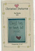 Stitching Sewing Pattern My Hands 8" x 8" Needlepoint Primitive - $7.67