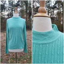 Napa Valley Mockneck cable knit Soft Mint green classic Sweater M New - £15.81 GBP