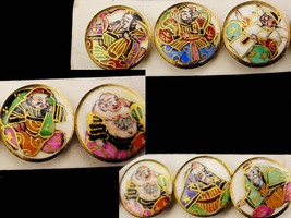 7 Japanese God Buttons / Vintage satsuma porcelain / 7 immortals / Japan... - $225.00