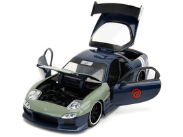 1993 Mazda RX-7 Dark Blue with Green Hood and Kakashi Hatake Diecast Figure &quot;Nar - £41.15 GBP