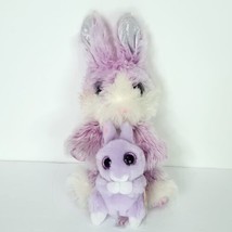 Lot of 2 Ty April Glitter Purple Bunny Rabbit Stuffed Animal Plush Easter Spring - £17.89 GBP