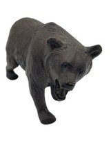 Vintage Antique Grizzly Bear Solid Hard Plastic Figurine Brown Roaring 4&quot; Toy - £12.71 GBP