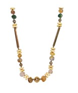 Vintage Multicolor Beaded Necklace With Natural Stone &amp; Metal Accents Je... - €21,21 EUR