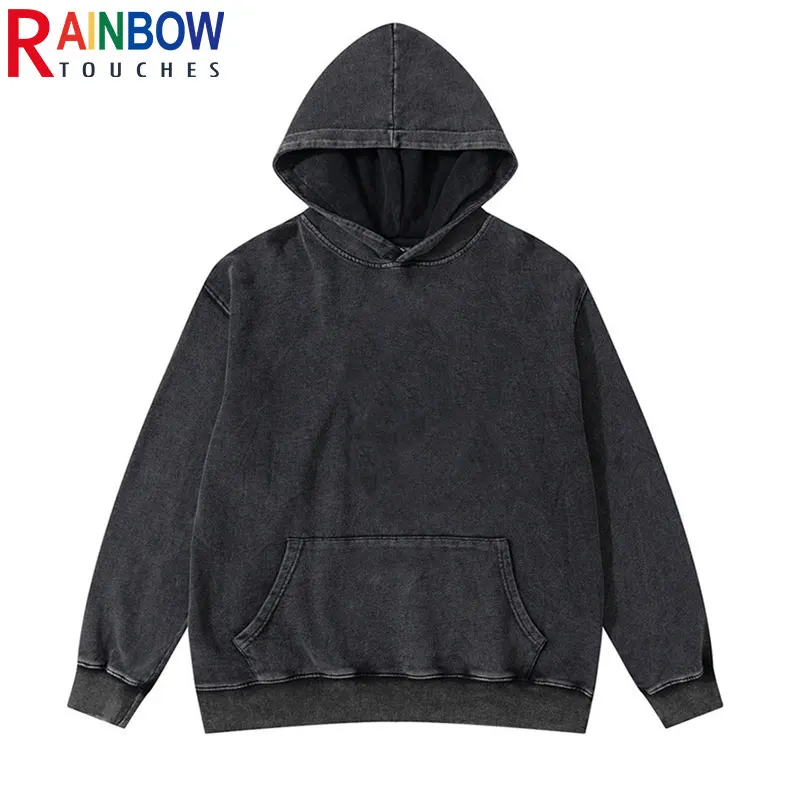 Rainbowtouches Washed Hoodies  Men Fashion High Street Graphic  Hip Hop Women Ho - £107.68 GBP