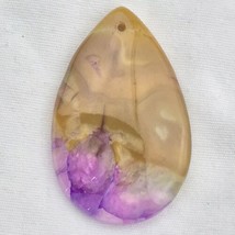 Purple Druzy Pendant Stone Rock Cut Polished Drilled Teardrop Shape Yell... - $12.88