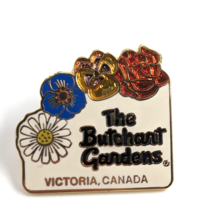 VTG Butchart Gardens Victoria Canada Enamel Pin Souvenir  Flowers Daisy Pansy... - £10.51 GBP