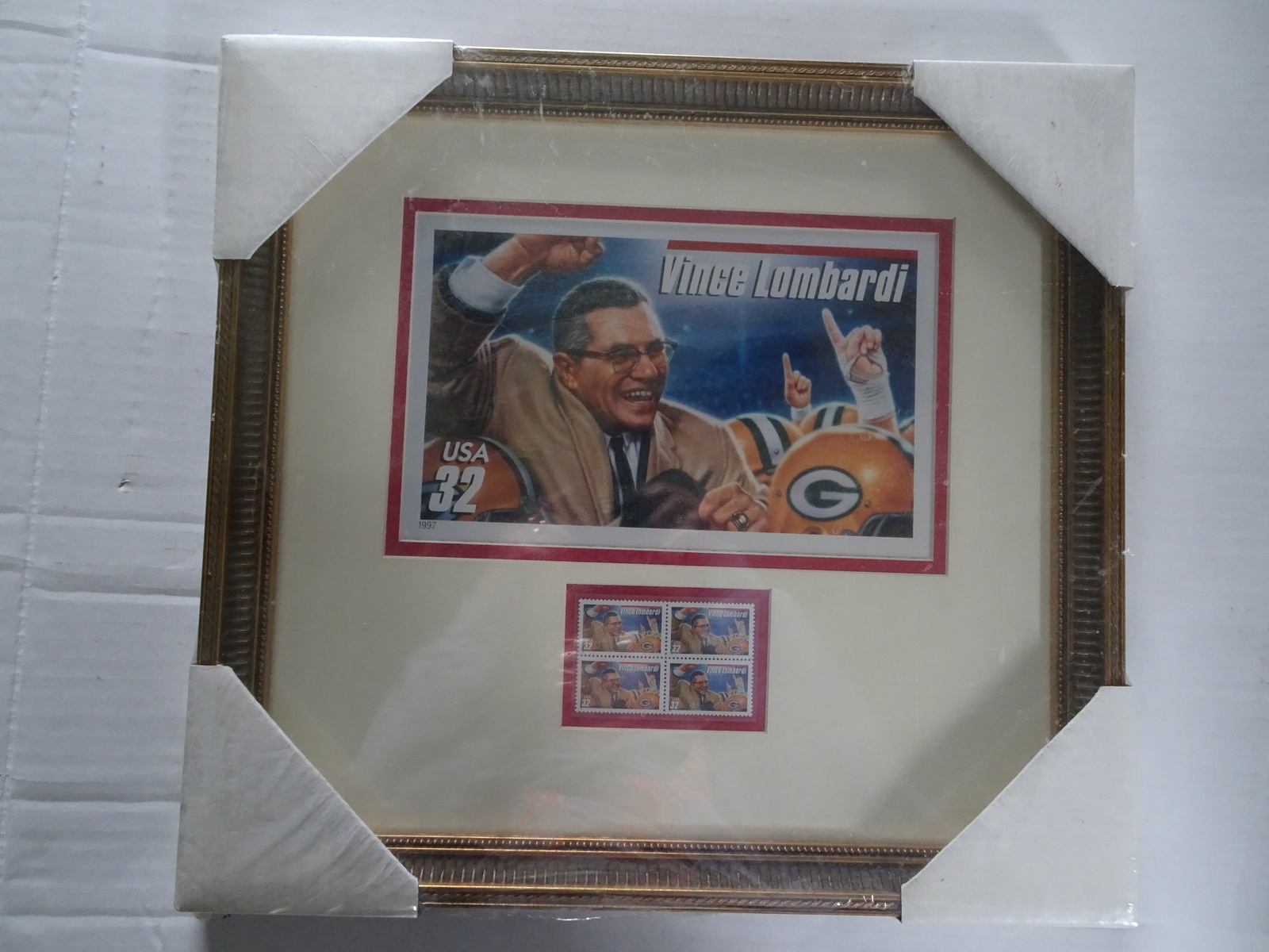 Primary image for Vince Lombardi Framed Stamp Inspired Print with Stamps 15 x 16
