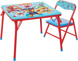 NEW Kids Paw Patrol Jr Folding Table &amp; Padded Chair Set metal red &amp; blue... - $37.95