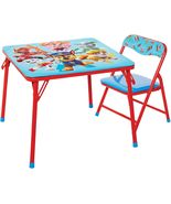 NEW Kids Paw Patrol Jr Folding Table & Padded Chair Set metal red & blue 2-4 yrs - $37.95