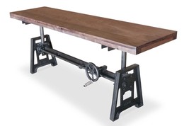 Industrial Dining Bench Seat - Cast Iron Base - Adjustable Height - Provincial - £1,978.26 GBP