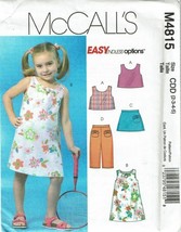 McCall&#39;s Sewing Pattern 4815 Top Dress Skort Capri Girls Size 2-5 - $8.96