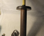 Antique 1800&#39;s 15&quot; Wooden Thread Bobbin Table Lamp - Metal Rim, tested - $75.00